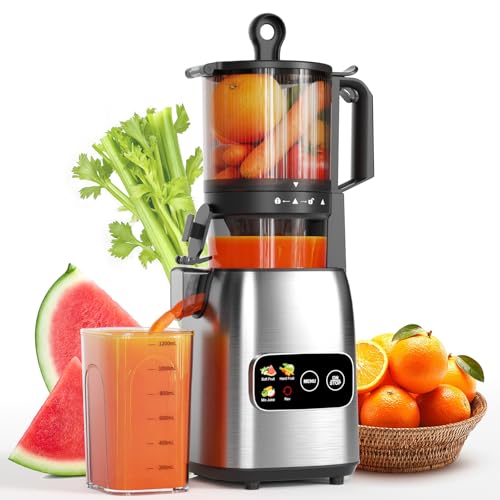 Image of Kndko Juicer Machines, Slow Masticating juicer with 5.4 inch Wide Feed Chute, Juice Extractor Machine for Whole Vegetables & Fruits, Cold Press Juicer, High Juice Yield, Easy to Operation & Clean