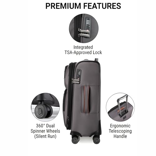 Image of Ricardo Beverly Hills Montecito 3.0 Softside Luggage Collection Expandable Suitcases with Wheels and TSA Lock, 21 Carry-on (French Gray, 21-inch Carry-on)