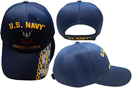 Flakita's Novelties United States Navy Proudly Served Petty Officer Second Class Duty Honor Courage Navy Blue Acrylic Adjustable Embroidered Baseball Hat Cap - Officially Licensed #TOP25