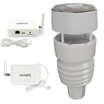 Estación meteorológica ECOWITT GW3001, estación meteorológica inalámbrica para jardín 7 en 1 con sensor exterior WS90 y pasarela doméstica 3 en 1 WiFi/cableada GW3000 con puerto para tarjeta SD 868: Estación meteorológica 7 en 1: incluye la pasarela GW3000 y el sensor exterior WS90, lo que permite recopilar con precisión datos sobre la temperatura, la humedad, la dirección y la velocidad del viento, la intensidad de la luz, el índice UV y las pr...