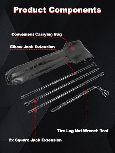 Image of Spare Tire Tool Kit with Spare Tire Jack Handle and Wheel Lug Wrench Compatible with 2005-2019 Frontier, 2004-2019 Titan, 1996-2019 Pathfinder, 2005-2015 Amanda Xterra Spare Tire Removal Tool Kit