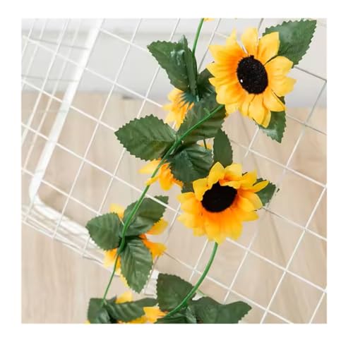 Image of SPHINX Artificial Sunflower Creeper Vine 7 Ft(230 cm) 26 Flower Heads for Home,Wall Decor,Balcony Railing,Garden,Table Runner,Wreaths,Candle Rings,Wedding,Festive & Trousseau Decoration- (2, Yellow)