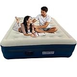 Nuwani Queen Air Mattress with Built-in Pump & Raised Pillow, Inflatable Mattress for Home, Camping & Guests - Heavy Duty PVC, 1000 lbs Capacity, Portable Bed with Storage Bag