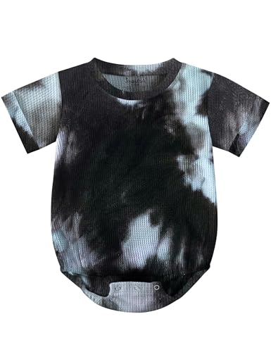 Jimonda Baby Bodysuit Newborn Tie Dye Clothes Infant Waffle One Piece Romper Baby Boys Girls Short Sleeve Jumpsuit Outfits