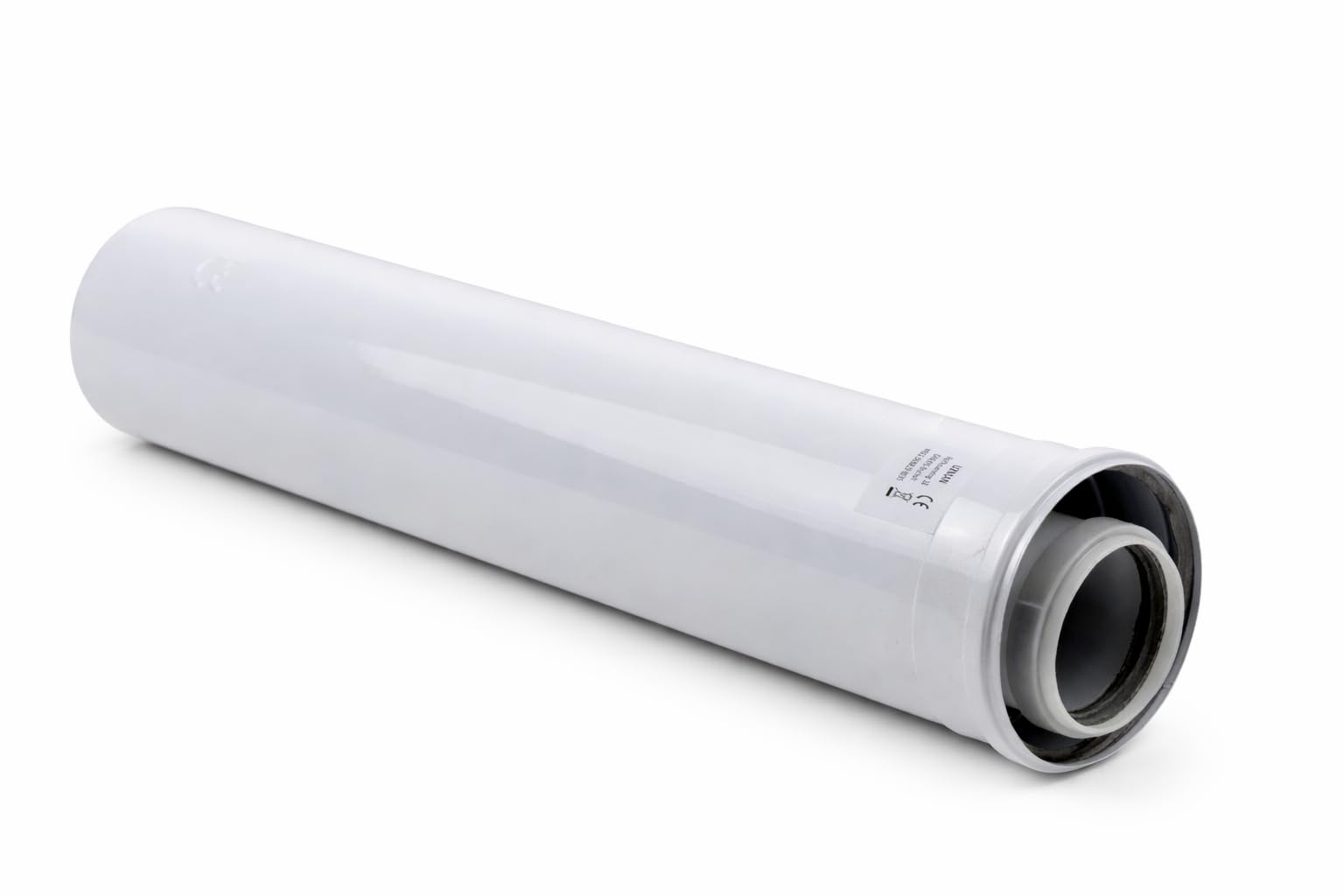 1000mm Konzentrische Luft-/Abgasrohr Ø 80/125 mm, Innen Kunststoff PP/Außenrohr aus verzinktem Stahl weiß lackiert. DN80/125 Abgas-Rohr Abgassystem Brennwert,