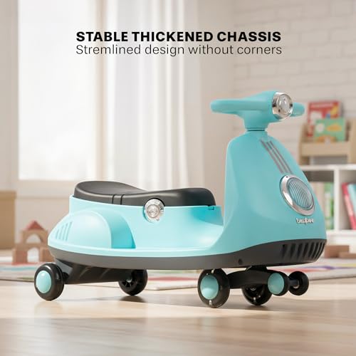 Image of Baybee Gliddo Baby Swing Car for Kids with LED Lights & Music | Twister Push Rideons with 360 Steering, Storage & Wide Seat | Wiggle Ride on Baby Car | Magic Cars for Kids 3+ Years Boys Girls (Blue)