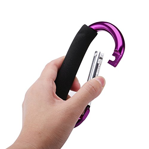 Large Stroller Hooks For Mommy, 2 Pcs Carabiner Stroller Hook Organizer For Hanging Purses, Diaper Bag, Shopping Bags. Clip Fits Single/Twin Travel Systems, Car Seats And Joggers（(Blue+Purple) #TOP3