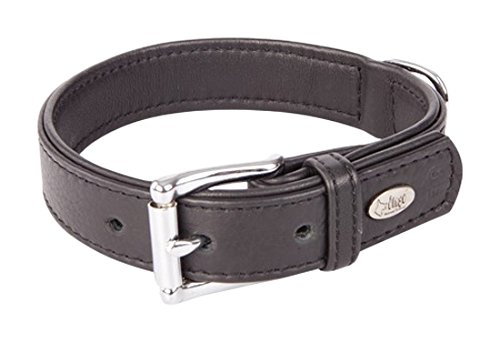 Collier pour chien fait main Dingo 13806 en cuir noble noir doux