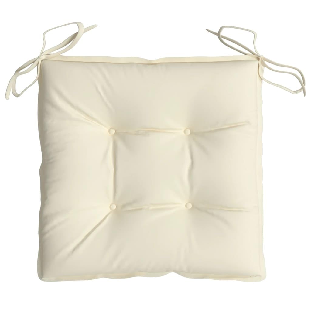 vidaXL Lot de 6 Coussins de Chaise, Galette de Siège avec Jeux de Cordes, Coussin d'Extérieur Imperméable, Blanc Crème 40x40x7 cm Tissu Oxford