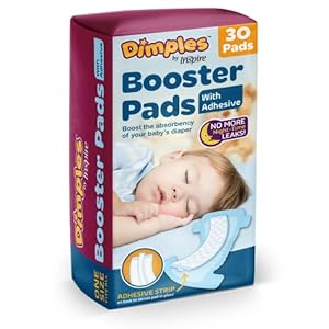 Inspire Dimples Booster Pads, Baby Diaper Doubler with Adhesive – Boosts Diaper Absorbency – No More leaks 30 Count (with Adhesive for Secure Fit) (30 Count)