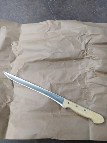 PALLARES SOLSONA Cuchillo Jamonero, Mango de boj, Acero Inoxidable, 23cm.Regalo de una Piedra de afilar.