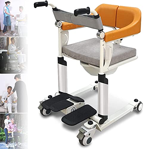 ZH-VBC Sillas de Minusvalidos, Silla WC Personas Mayores, Sillas para Ducha con Ruedas, Silla de Baño para Ancianos y Discapacitados con Ruedas, Altura Ajustable, Viajes,MechanicalHydraulic