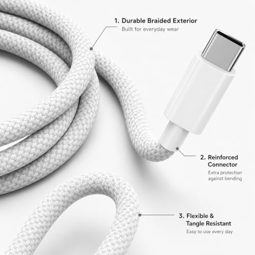Image of Novobit 100W Type C to C PD Fast Charging Cable Compatible with Apple iPhone 17 /17 Air /17 Pro /17 Pro Max, 16 /15 Series, MacBook, iPad, Type C Laptops & Other USB C Devices