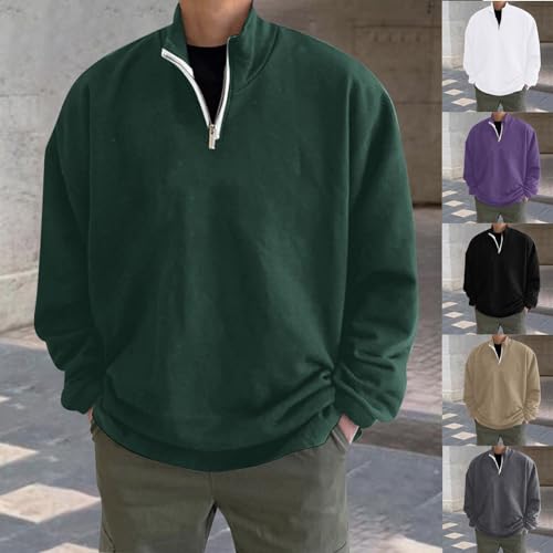 Cambkatl Men's 1/4 Zip Fleece Pullover Sweatshirt Stand Collar Quarter Zip Casual Loose Fit Drop Shoulder Tops2