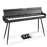 UISCOM 88 Key Weighted Home Digital Piano- Wooden Desk Electric Piano Transforms Between Desk and Vanity - Progressive Hammer-Action Keyboard, Perfect for Beginners with MIDI-Black