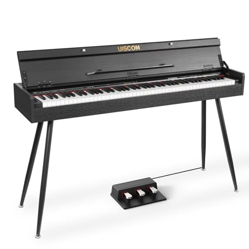 UISCOM 88 Key Weighted Home Digital Piano- Wooden Desk Electric Piano Transforms Between Desk and Vanity - Progressive Hammer-Action Keyboard, Perfect for Beginners with MIDI-Black