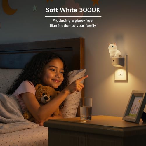 Image of L LOHAS LED Night Light for Kids,Dusk to Dawn Sensor,RGB+Soft White 3000K | Kids Night Light, Night Lights ,3D Cute Ragdoll Cat,Birthday Gift Nightlight for Kids, Room Decor