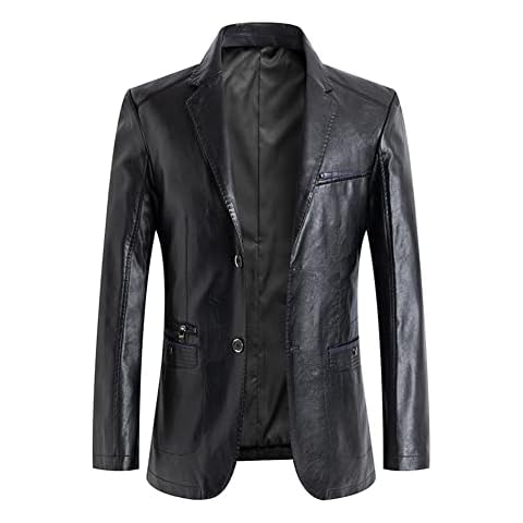 YAOTT Hombre Casual Chaquetas de Traje Blazer de piel sintética Gabardina fina elegante Chaqueta impermeable Cover
