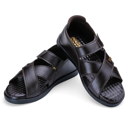 Image of DOCTOR EXTRA SOFT Orthopedic Diabetic Comfortable Dr Sole Footwear Daily Use Casual Wear Stylish Black Cushioned Adjustable Strap Sandals for Men's-Gents & Boy's L-12