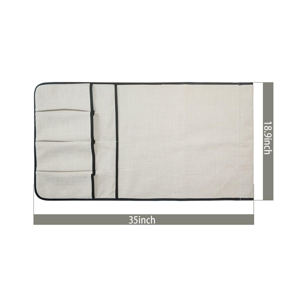 Bolsa para reposabrazos de sofá, soporte para mando a distancia para el hogar, hotel, oficina, dormitorio, sala de estar, sillón, silla, bolsillo para sofá (beige, 2 piezas)
