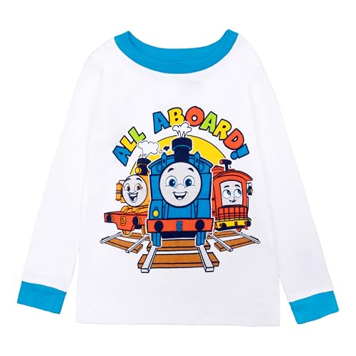 Thomas & Friends Boys\' 4-Piece Matching Long-Sleeve Cotton Pajama Set, Snug-fit, Soft & Cute for Kids