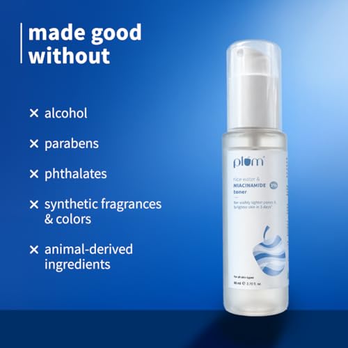 Image of Plum 3% Niacinamide & Rice Water Face Toner | With Rice Ferment Extract | Alcohol-Free Toner | Tightens pores, Brightens Skin | Smoothens Skin | Fragrance-Free | 80 ml