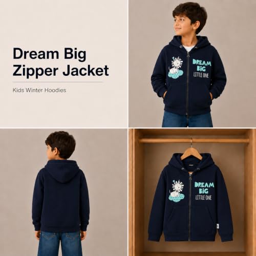 Image of The Mom Store Winter Jackets for Kids | Cute Sweatshirt and Cool Hoodies for Baby Boy and Baby Girls | with Zippers | Hoodie Cap