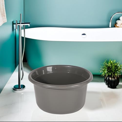 Image of Kuber Industries Bath Tub for Bathroom | 25 LTR | Portable & Durable Water Washroom Tub | Baby Bathing Tub | Clothes Washing Tub for Bathroom | Plain - Grey