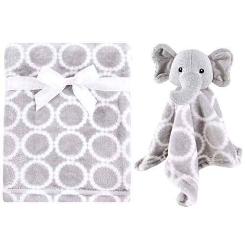 Image of Hudson Baby Unisex Baby Plush Blanket with Security Blanket, Neutral Elephant, One Size