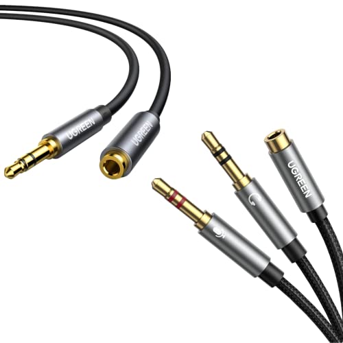 Image of UGREEN Headphone Splitter Cable for Computer 0.2M Bundle 3.5mm Headphone Extension Cable 1M Male to Female