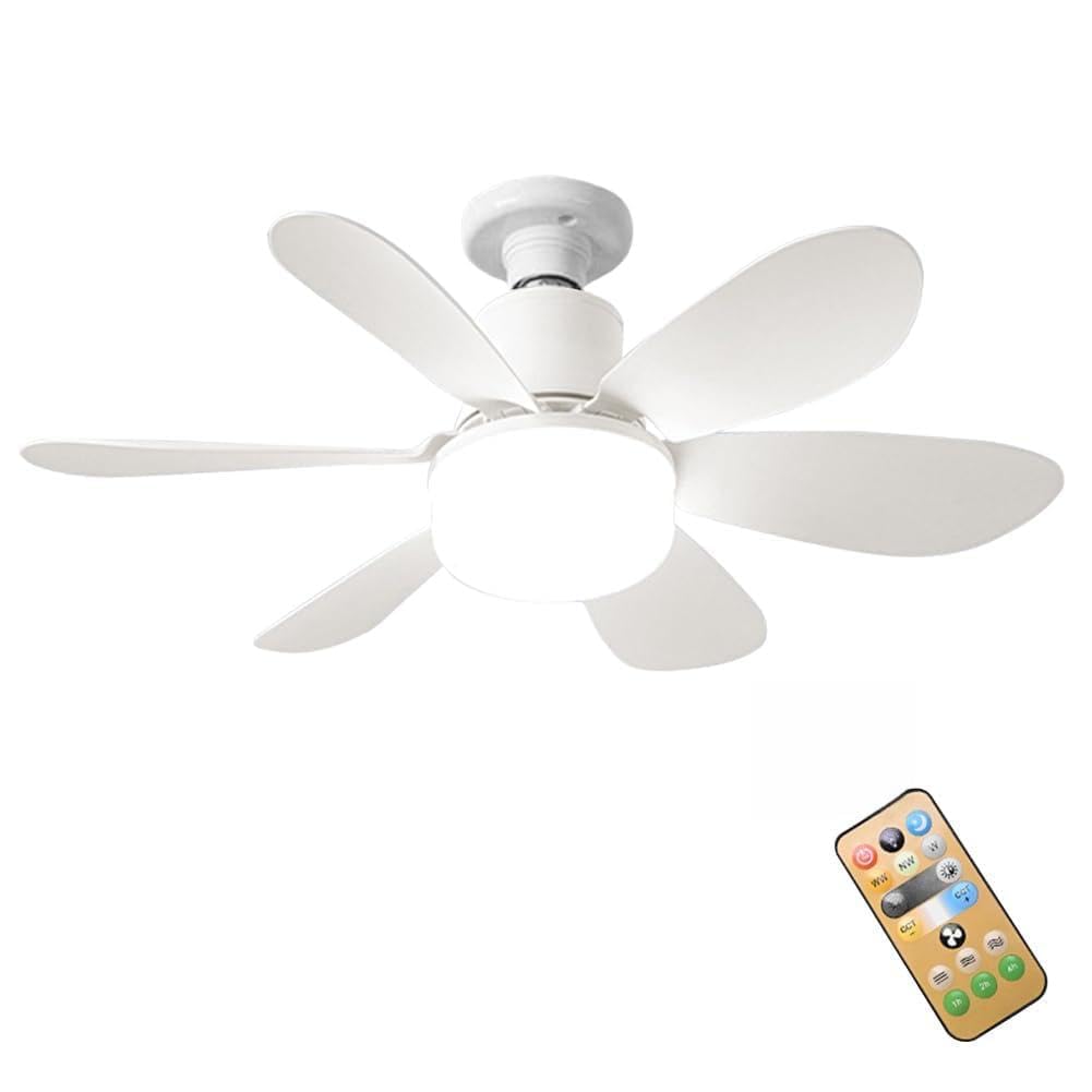 VIMAZ Ceiling Fans with Lights and Remote LED Ceiling Fan Light E27 Socket with Dimmable Led Bulb, 3 Colors 3000K-6500K, 3 Speeds Modern Fan Light for Bedroom Living Room Kitchen Garage