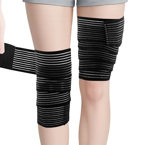 JLFDLLYYZQ 2 StüCk 200CM Oberschenkel Bandage, Hoch Elastische Kompressionsbandage, Elastische Binde FüR Die Oberschenkel Kompression, Sport Kompressionsbandage, Kniebandage Damen Und MäNner, Schwarz