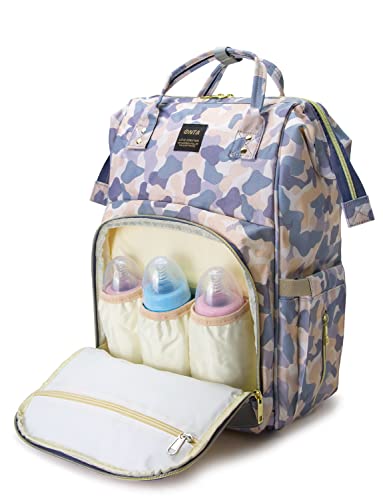 ONTA Mochila cambiador para bebé, impermeable, multifunción, gran capacidad, con puerto USB, correas para cochecito y bolsillos aislados para calentar botellas para mamá y papá (gris)