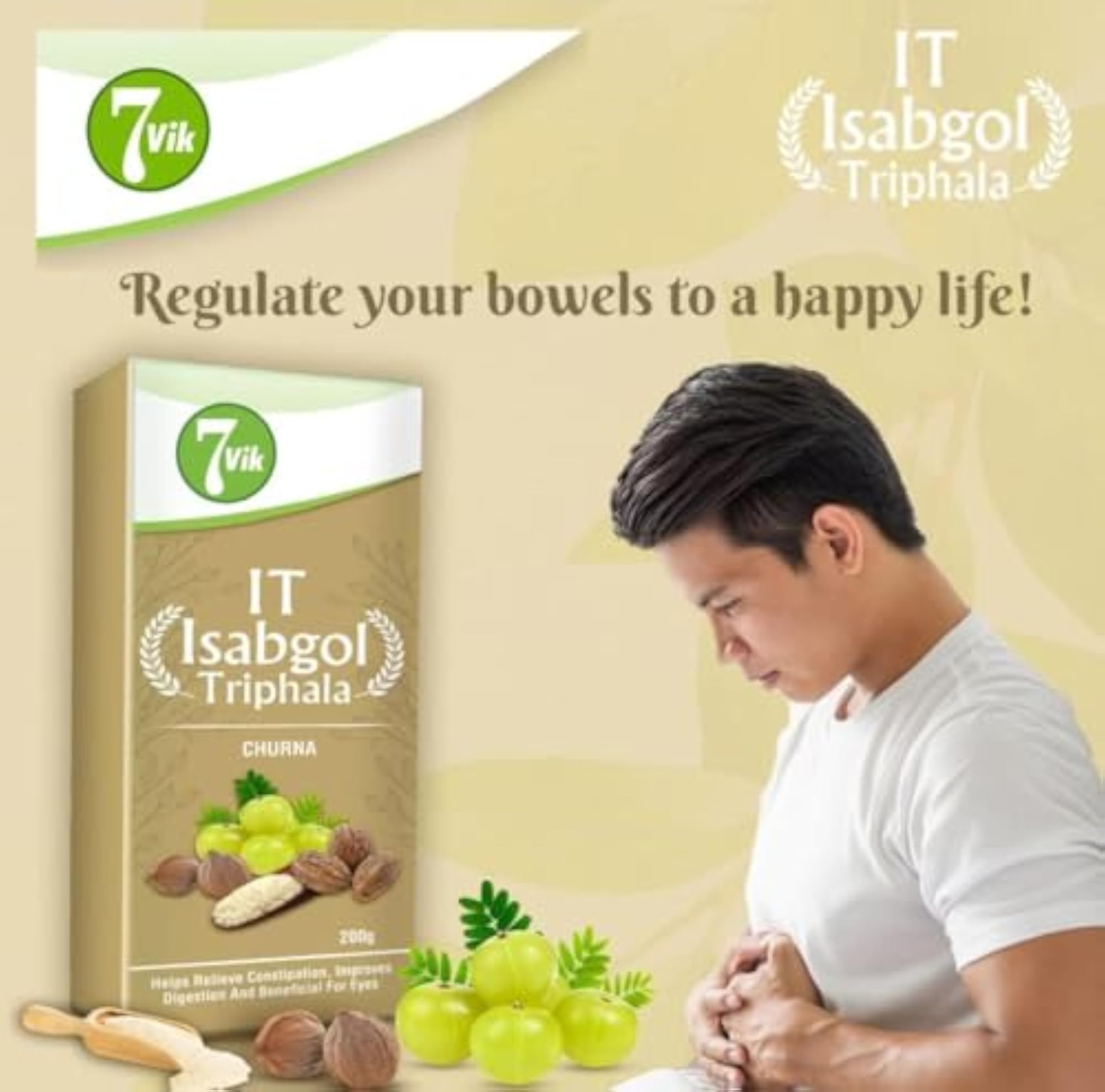 7vik Isabgol Triphala Churan, 100g Natural Laxative