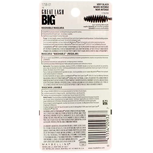 Image of Maybelline Great Lash Big Washable Mascara, Very Black [131], 0.34 oz