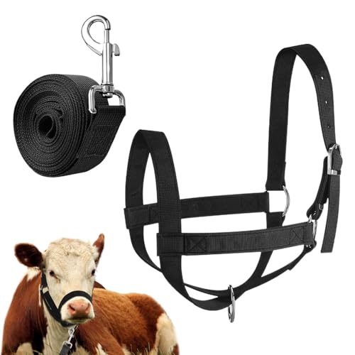 Licol de vache en nylon robuste avec corde de plomb réglable pour élevage - 2