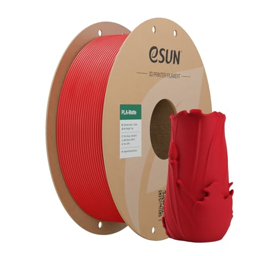 Image of eSUN Matte PLA Filament 1.75mm 3D Printing Filament, 1kg Cardboard Spool(2.2lbs) 3D Printer Filament PLA for Most FDM 3D Printers, Fire Engine Red
