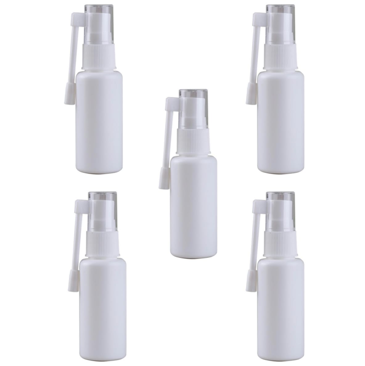 5 Pcs White 30 ml Plastic Throat Spray Bottles Vials Refillable Empty Oral Sprayer Nasal Spray Pump Bottles Fine Mist Atomizers with 360 Degree