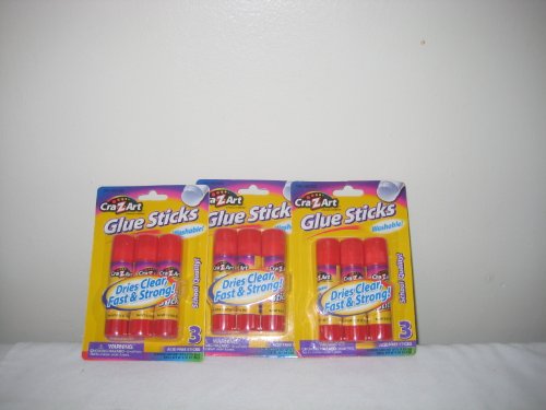 Cra-Z-Art Washable Glue Sticks 3 pc in each packet (3 Pack)