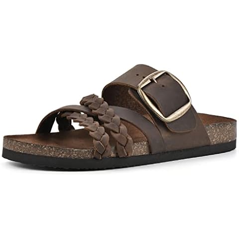 WHITE MOUNTAIN Women's Healing Flat Sandal with Adjustable Buckle Cover