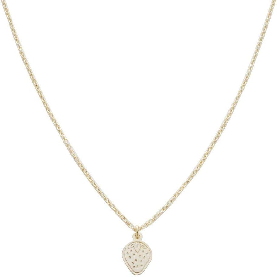 Honeycat Magic Charm Strawberry Necklace in Gold, Rose Gold, or Silver | Minimalist, Delicate Jewelry