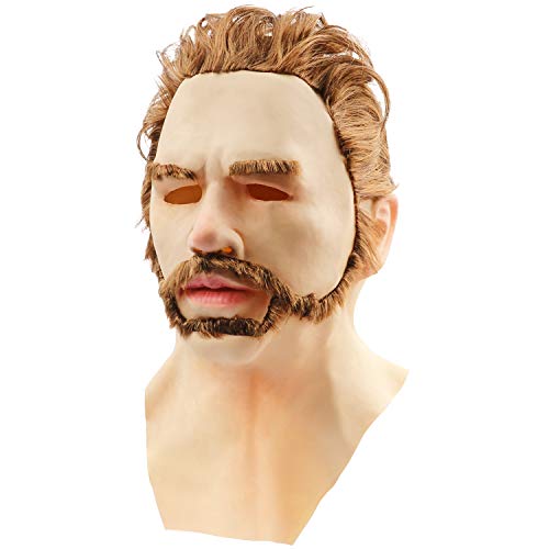 Máscara Facial Humana de Látex, Cubierta para la Cabeza de Halloween, Accesorio Elástico Ligero, Adecuado para la Mayoría de los Adultos, Transpirable y Realista, para Fiestas,