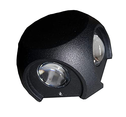Image of 4W Four Way Round Ball Light LED Black Body Indoor I Outdoor Wall Lamp & Sconces Fixture Waterproof Lamp UP-Down and Left-Right Light Direction(Warm White,Metal)