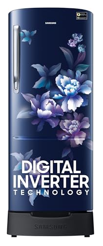 Image of Samsung 183 L, 5 Star, Digital Inverter, Direct-Cool Single Door Refrigerator (RR20D2825HV /NL, Himalaya Poppy Blue, Base Stand Drawer)