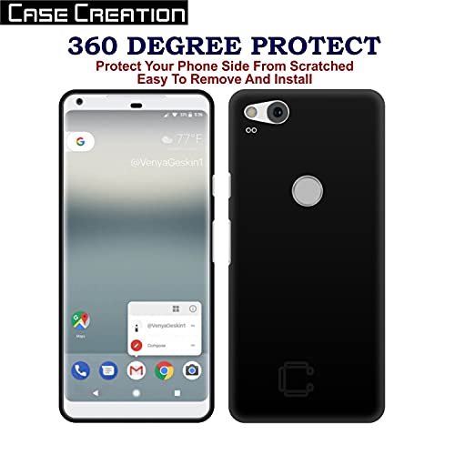 Image of Case Creation Compatible with Google Pixel 2 Back case, Google Pixel 2 Slim Flexible Smart Look case with 360 Camera All Angle Protection (Pure Black)