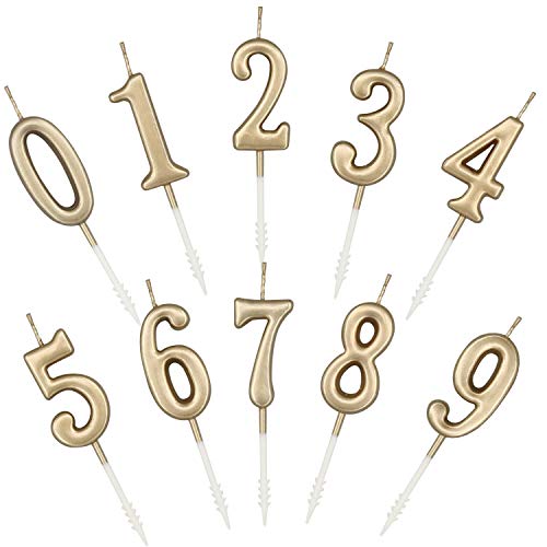 image for Beanlieve 10-Pieces Numeral Birthday Candles - Cake Numeric Candles Nu