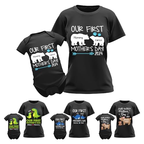 365fury Personalized First Mothers Day Giftss For New Mom, Daughter - Our First Mothers Day Matching Shirts, Baby Onesie