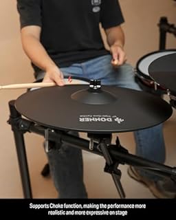 Donner Mute Cymbal for Electronic Drum Set, 17-inch Triple-Zone Crash/Ride Cymbal for Electric Drum Kit, 3 Zone E Cymbal for Digital Drum (CYB-17T)