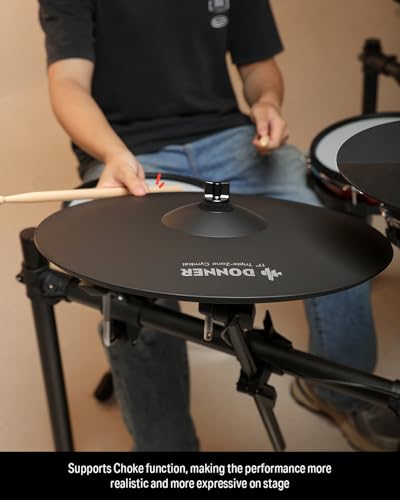 Donner Mute Cymbal for Electronic Drum Set, 17-inch Triple-Zone Crash/Ride Cymbal for Electric Drum Kit, 3 Zone E Cymbal for Digital Drum (CYB-17T) - image 4
