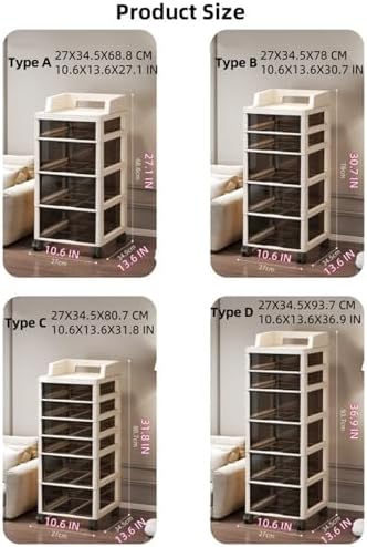 Multifunctional Utility Cart with Drawers - Rolling Storage Organizer with Tabletop, Handle & 2 Lockable Wheels - Large Capacity Storage Drawer Cart for Home & Office